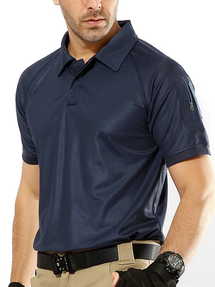 Мужская быстросохнущая летняя Военная рубашка поло, дышащая армейская тактическая рубашка поло, мужская темно-синяя рубашка поло с коротким рукавом, Мужская S-5XL