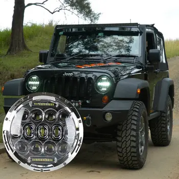 

7inch Round 75W Auto led headlight Car driving light 12/24V led wrangler headlamps with DRL for Jeep jk Off road car LED