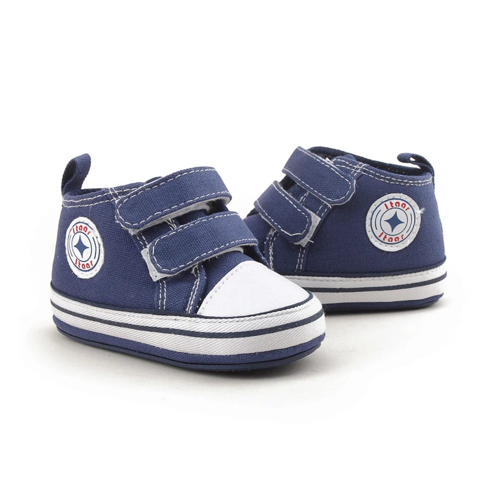 Парусиновая обувь для мальчика на резиновой подошве для новорожденных 0-12 месяцев, для малышей, на шнуровке, для первых ходунков, синий цвет