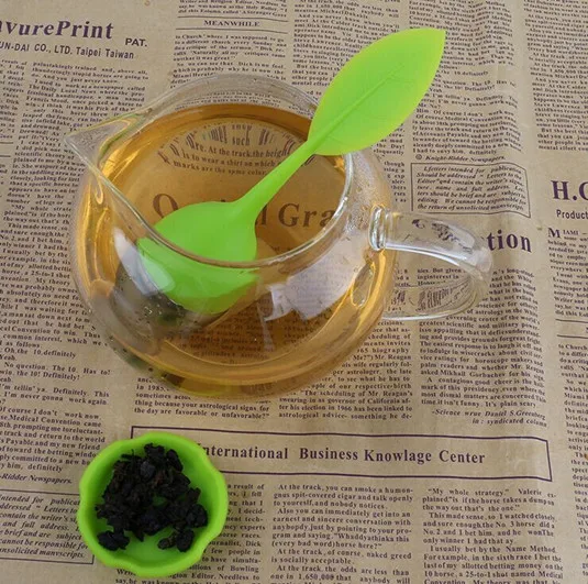 Креативные инструменты для заварки чая, листовой силиконовый пищевой пакетик для чая, фильтр для заварки, цветные ситечки для чая из нержавеющей стали - Цвет: Green