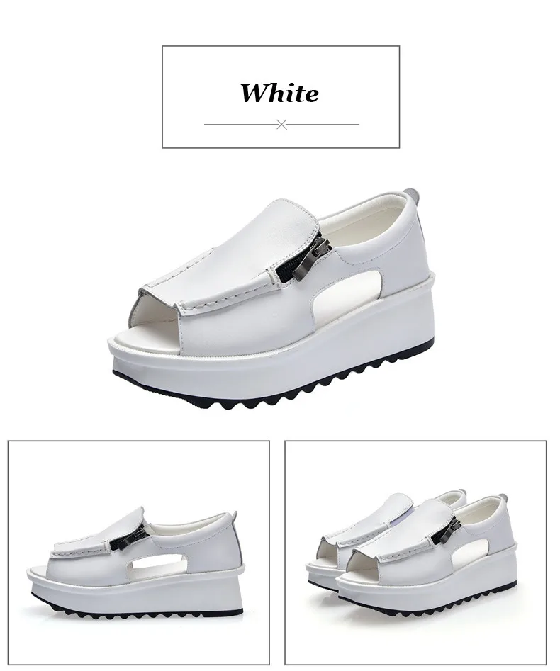 2019 Fashion Summer Women Sandals Wedges Sandals Ladies Open Toe Round Toe Zipper Silver White Platform Sandals Shoes (3)