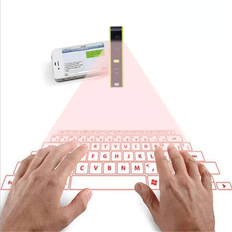 Teclado de proyección láser rojo KuWFi, Mini teclado Virtual Bluetooth