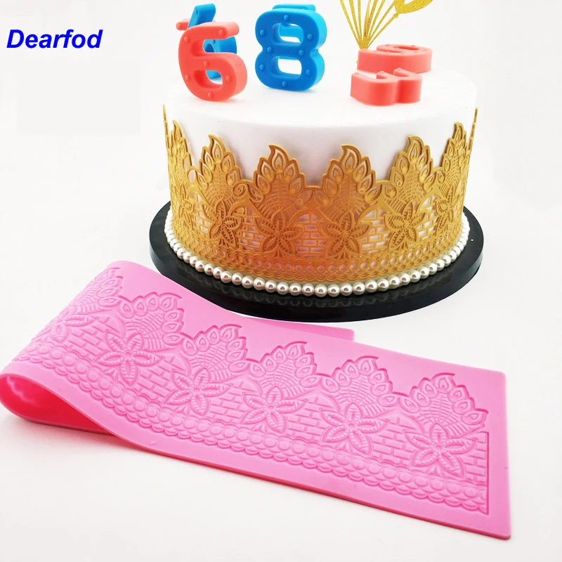 

MX108 Flower Pattern Lace Mold Silicone Sugar Lace Pad Cake Brim Decoration Mold Kitchenware DIY Tool