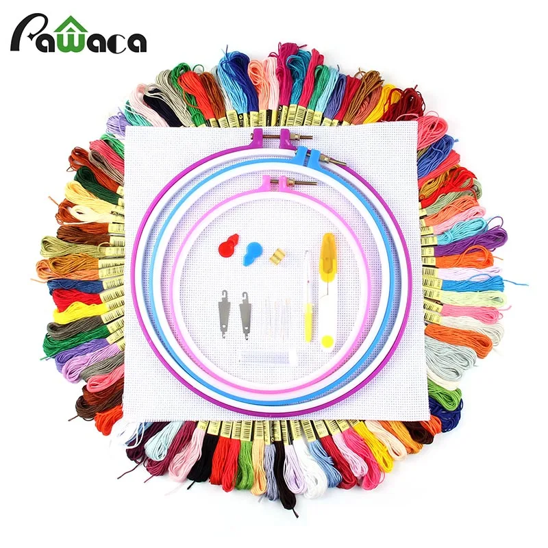 

Pawaca 100 pcs Multi Colors Available Embroidery Cross Stitch Floss Sewing Thread Mix Colors Handmake Sewing accessories