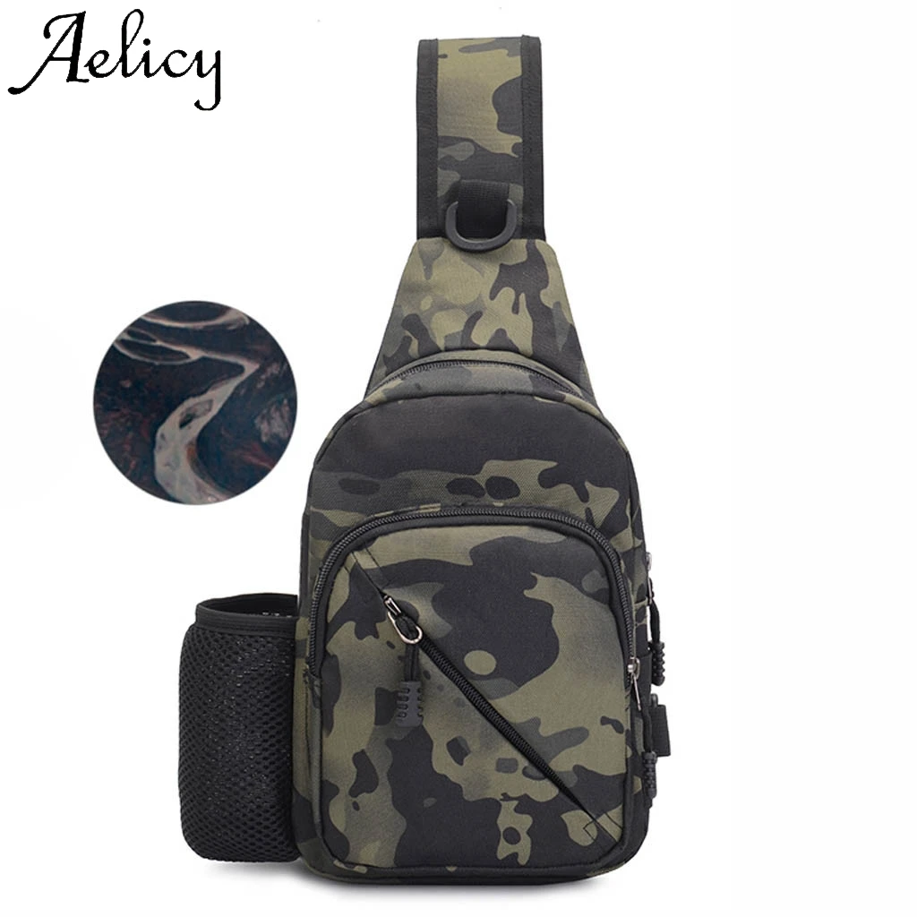 Aelicy Мужская Уличная кожаная Спортивная однотонная сумка через плечо нагрудная