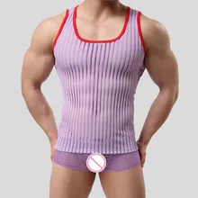 Бренд мужские сексуальные топы на бретелях сетчатые Мужские дышащие майки Нижние рубашки жилет сетчатые топы на бретелях мужские летние майки жилет