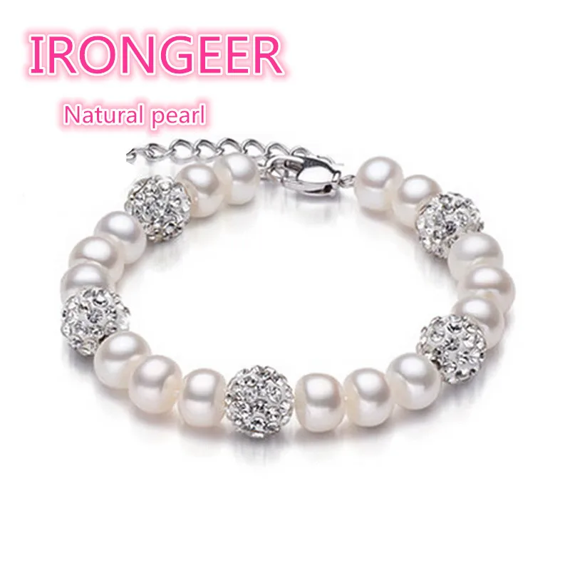 

Genuine Perfect natural pearl Shambhala drill ball Bracelet Fashion bracelet For women Valentine's Day gift Free shipping