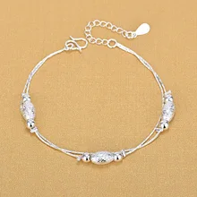 Женские Модные ювелирные изделия из стерлингового серебра 925 пробы змеиная цепь с матовой отделкой бусины браслеты