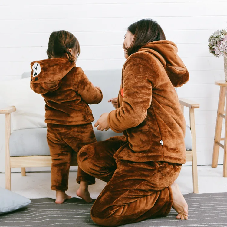

Children Winter Pyjamas Family Matching Christmas Pajamas Mama Baby Bear Clothes Add Cotton Mom Baby Sleepwear Family Look Sets