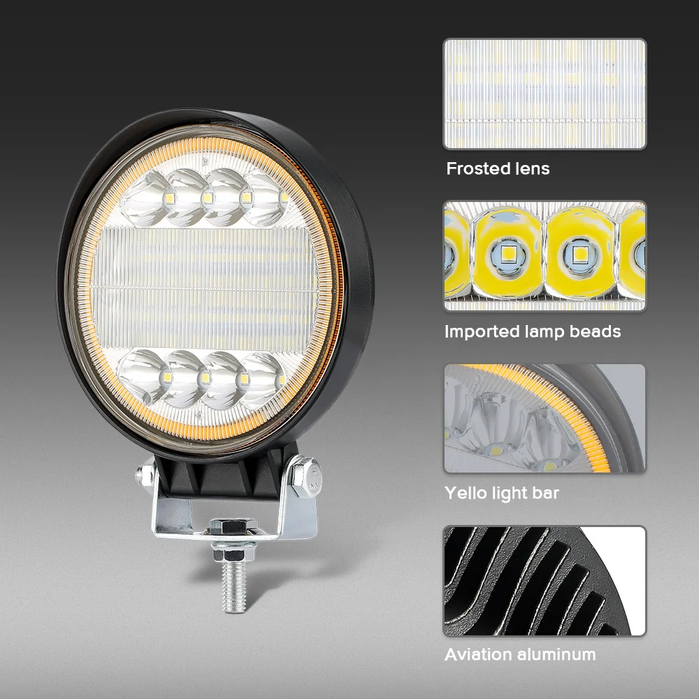 4 дюйма 24 светодиодный бар 72 Вт светодиодный рабочий светильник 12V 24V внедорожные круглый светодиодный светильник полосные лампы для 4x4 6000K светодиодный противотуманная фара для грузовиков белого и желтого цвета светильник