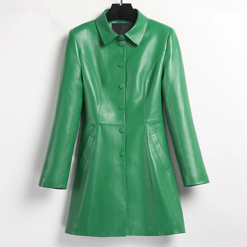 

YOLANFAIRY Geniune Leather Jacket Women Real Sheepskin Leather Coats Spring Autumn Plus Size 7XL jaqueta FJ7030 MF507