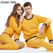 Jinsen Aite новая флисовая зимняя пара термобелья наборы толстые теплые мужские пижамы термос Женские кальсоны плюс размер JS647