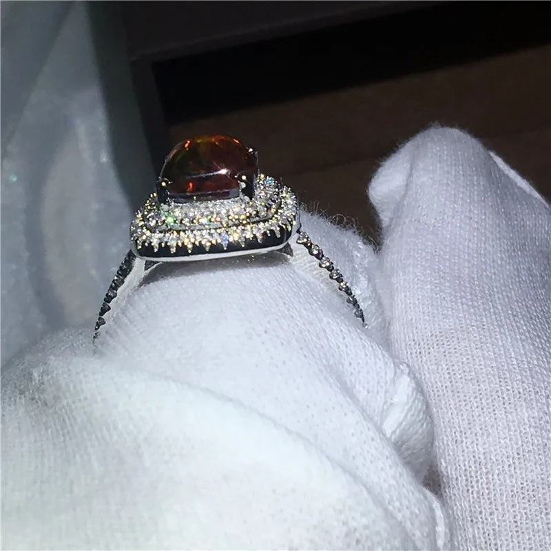 Стиль Свадебный кольцо из стерлингового серебра 925 аммолит Опал Камень Обручальное кольцо для женщин ювелирных изделий