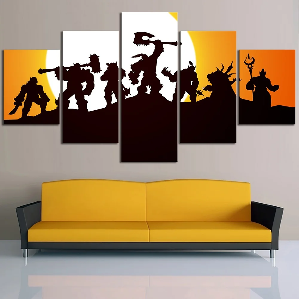 

Modular Pictures Canvas Wall Art 5 Set Game DOTA2 World Of Warcraft Paintings Printed Poster Living Room Home Decoration Frame