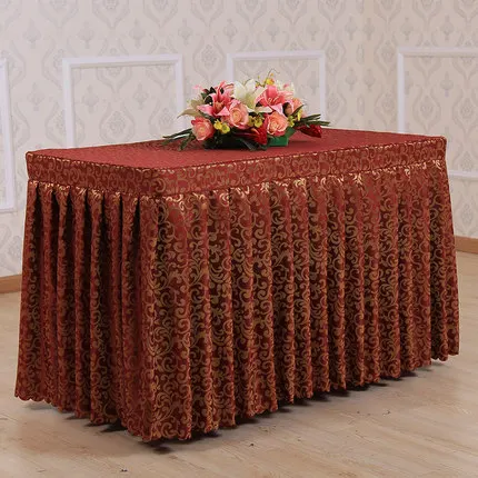 Custom-Made Hotel Table Skirting Meeting Wedding Banquet Check-In Table Buffet Thickening Jacquard Skirting Cover
