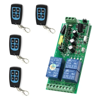 

Wide Voltage AC85V- 250V 4CH Wireless RF Remote Control Switch 4 Transmitters Waterproof and Receiver Learning Code 315/433mhz