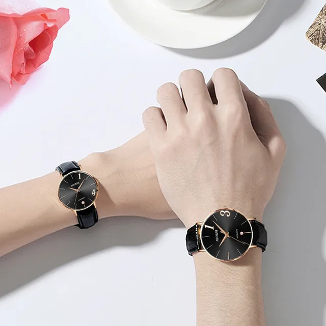 Couple Watch Quartz Men's Ladies Wrist Watches Analog Black Fashion Simple 2Size Couple Watch Quartz Men's Ladies Wrist Watches Analog Black Fashion Simple 2Size