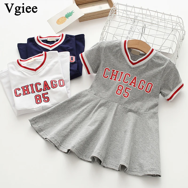 

Vgiee Dress for Baby Girls Dresses 2019 Spring Summer Party Princess Dress Patchwork Letter Little Girls Clothing CC289