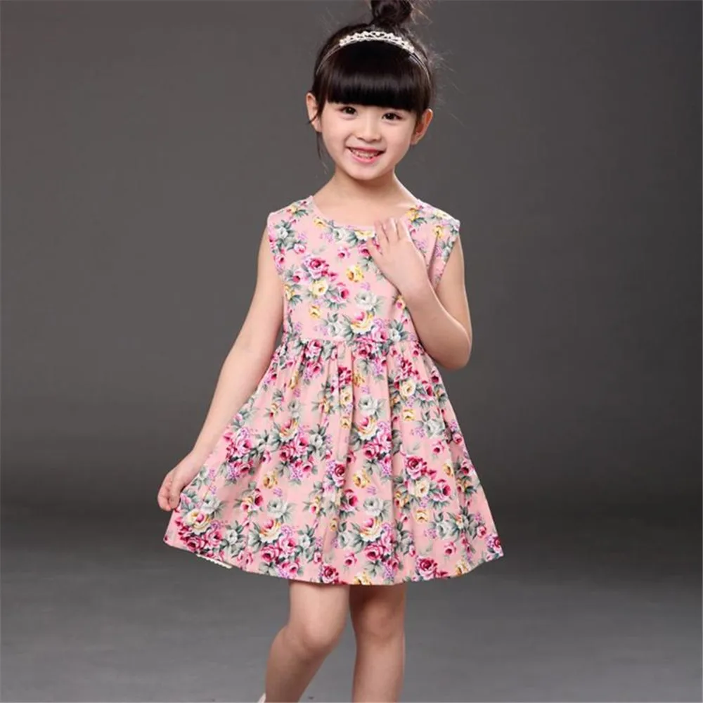 Детское платье принцессы для девочек возрастом от 1 года до 7 лет летняя детская безрукавка для девочек, платья, одежда хлопковые цельные наряды для малышей