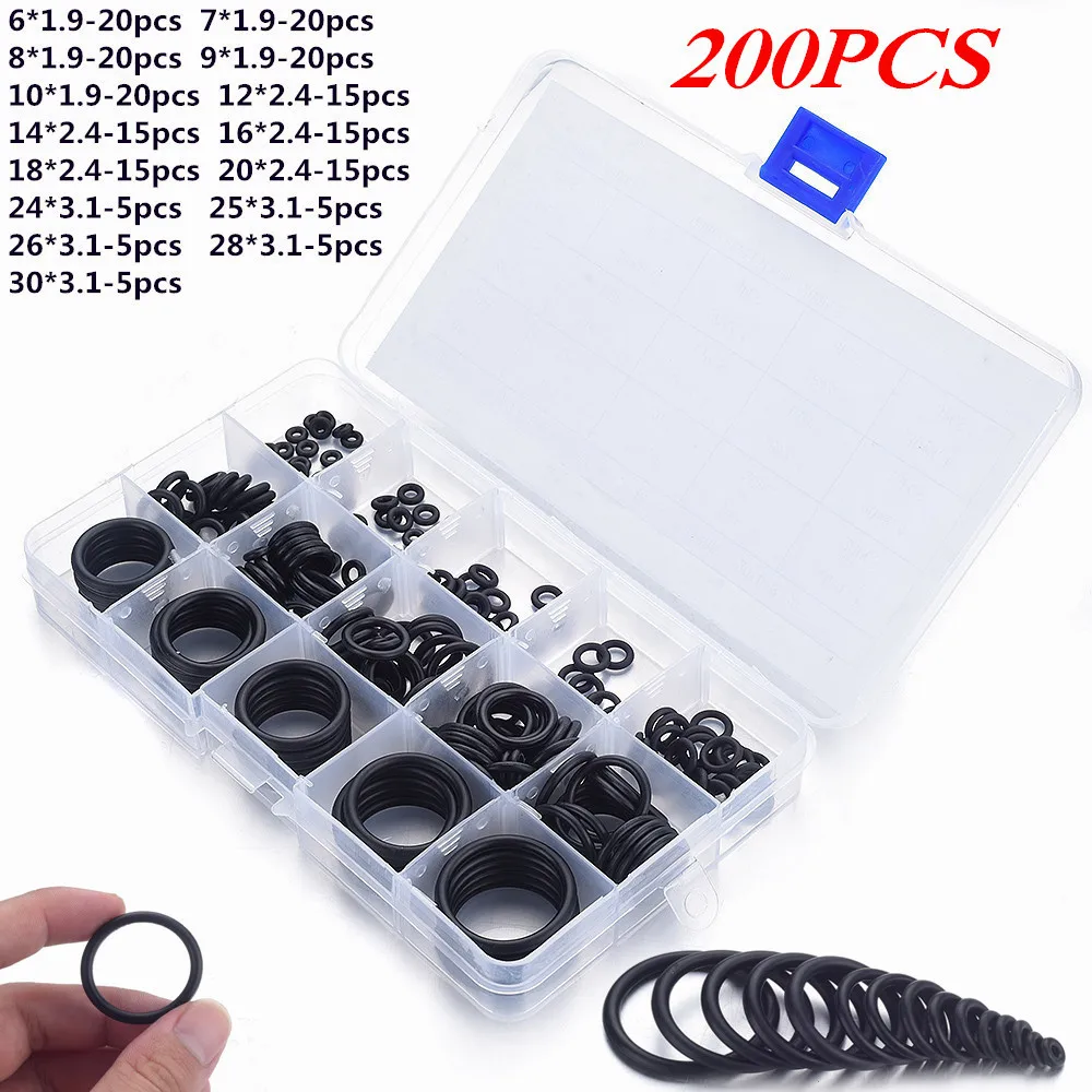 

High Quality 200 pcs O-Ring kit METRIC Rubber Hydraulic Tool Paintball Set rubber O-ring box Rubber Washer