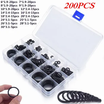

Hot 200pcs O Ring Rubber Mini Round NBR O-ring Assortment Washer Gasket Sealing Kit 15 Sizes O Ring Set With Plastic Storage Box