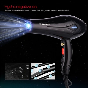 

4000W Professional Hair Dryer Negative Ionic Salon Hair Blow Dryer Not Hurt Hair Powerful Hairdryer+ Air collecting nozzles P35