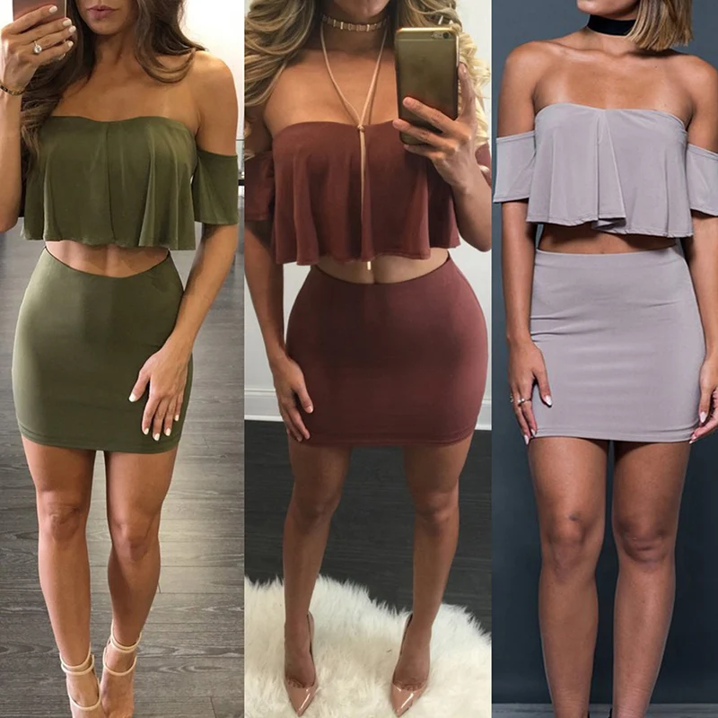 Sexy 2 Piece Set Womens Two Piece Outfit Clothes Summer Sexy Top And Bodycon Mini Skirt Women Casual Skirt Suits Sexy 2 Piece Set Womens Two Piece Outfit Clothes Summer Sexy Top And Bodycon Mini Skirt Women Casual Skirt Suits