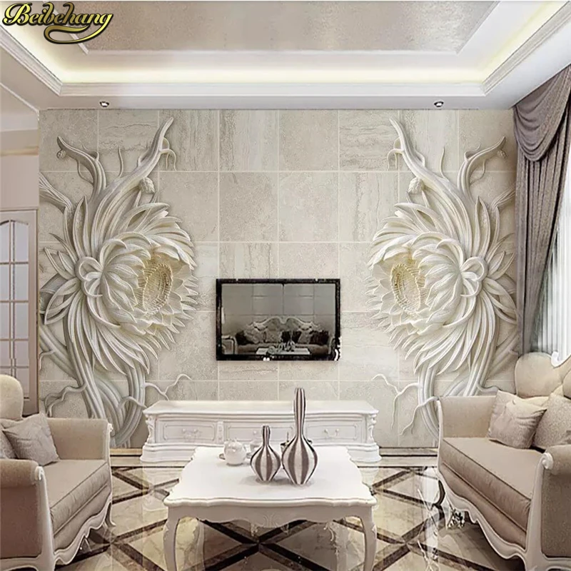 

beibehang Custom photo wallpaper mural relief sandstone texture stone carving sunflower 3d stereo TV background wall
