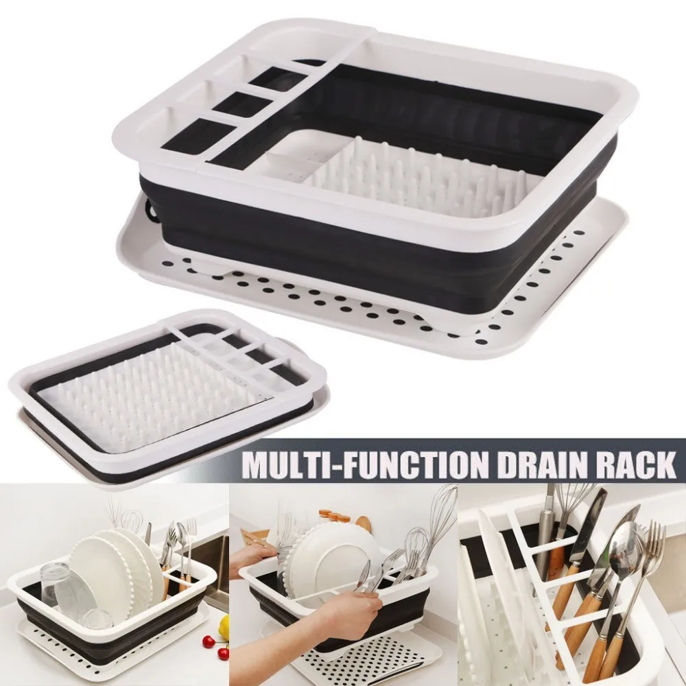 

4-IN-1 MULTI-BOARD Kitchen Collapsible Dish Drainer Drying Rack Folding Bowl Drain Rack Tableware Holder Fruit Basket Organizer