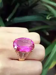 Натуральный розовый топаз кольцо самоцвета природных драгоценных камней кольцо S925 Серебряное кольцо модный роскошный большой круглый