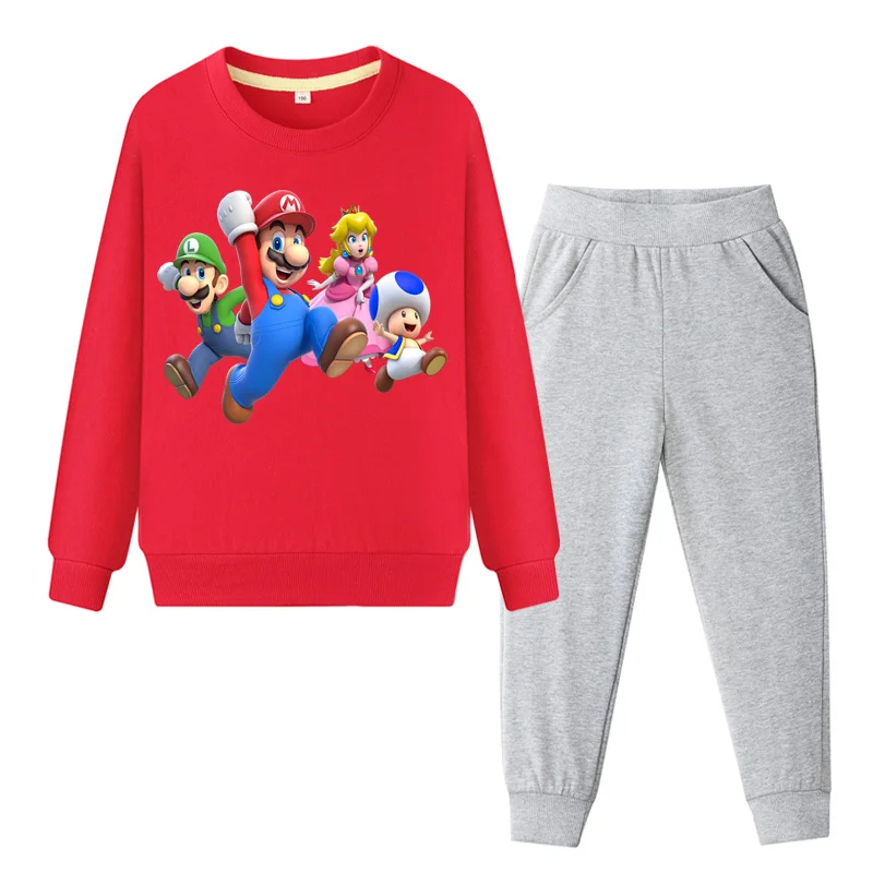 

2019 Boys Clothes Suit Girls Costume Set Baby Mario Clothing Sets Children Hoodies+Pant Suit Kids Tracksuit Baby Outfits TZ029