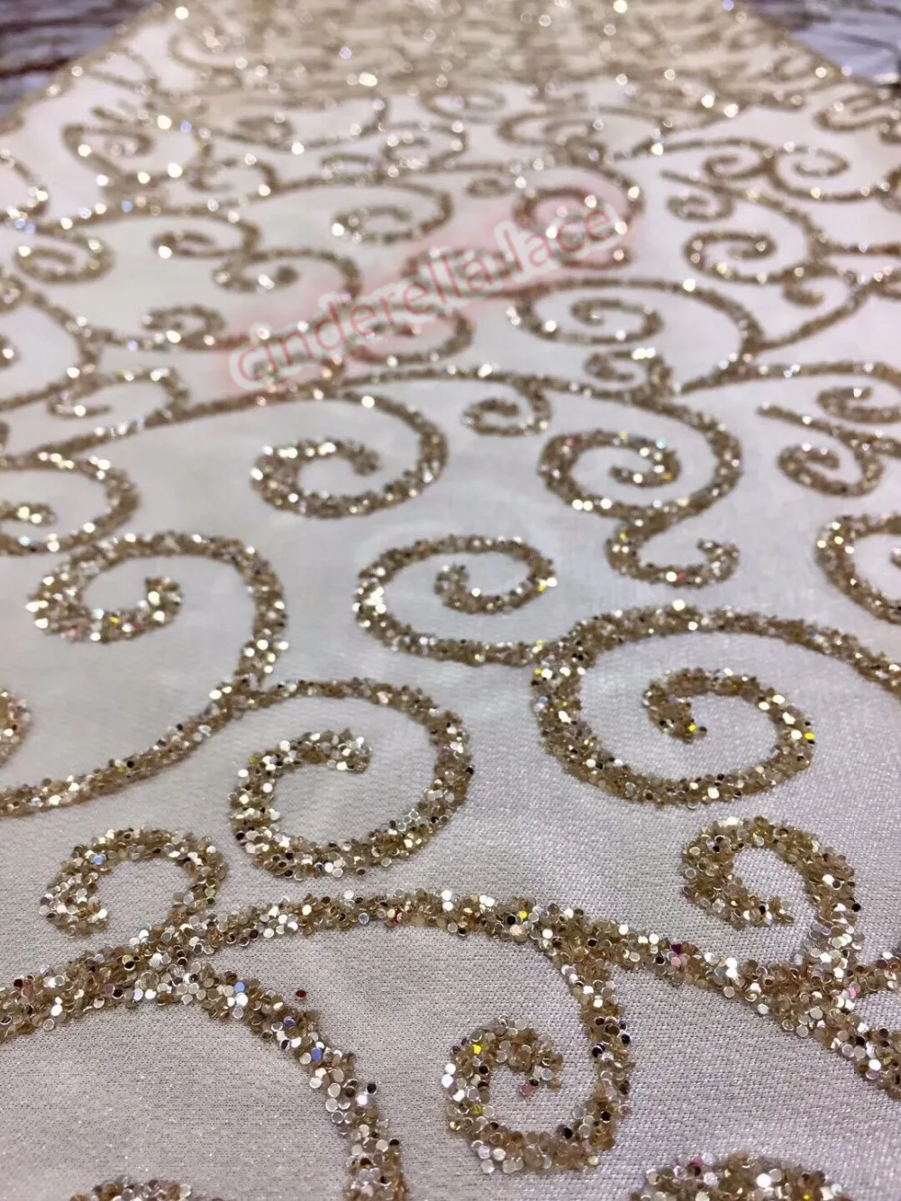 glitter African Lace fabric with glitter Sequins High Quality JIANXI.C