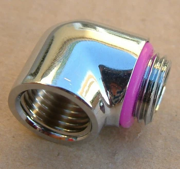 

New Siliver Color 90 degree hand compression fittings nozzle G1/4 thread water cooling computer Free