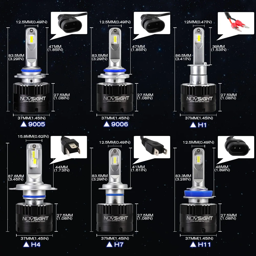 NOVSIGHT H4 H7 H11 H1 9005 9006 автомобиля светодиодный лампы для передних фар (Подол короче спереди и длиннее сзади) ЛУЧ 80 Вт 14400LM 5500 к авто для фар