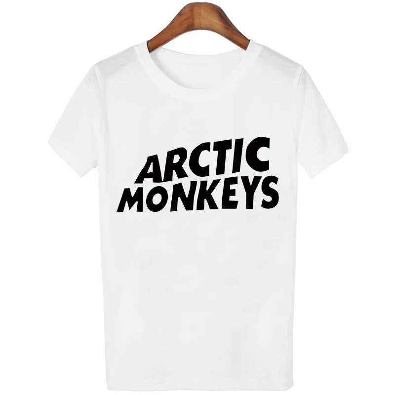 Белая женская футболка с принтом «Arctic Monkeys», летние топы с коротким рукавом и круглым вырезом, женская футболка в стиле панк-рок с буквенным принтом, женская футболка - Цвет: 1