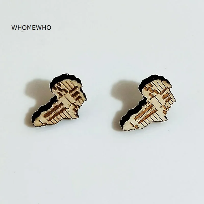 

Engraved Africa Map Natural Wood African Afro Silver Metal Stud Earrings Vintage Bohemia Party Jewelry Wooden DIY Accessories