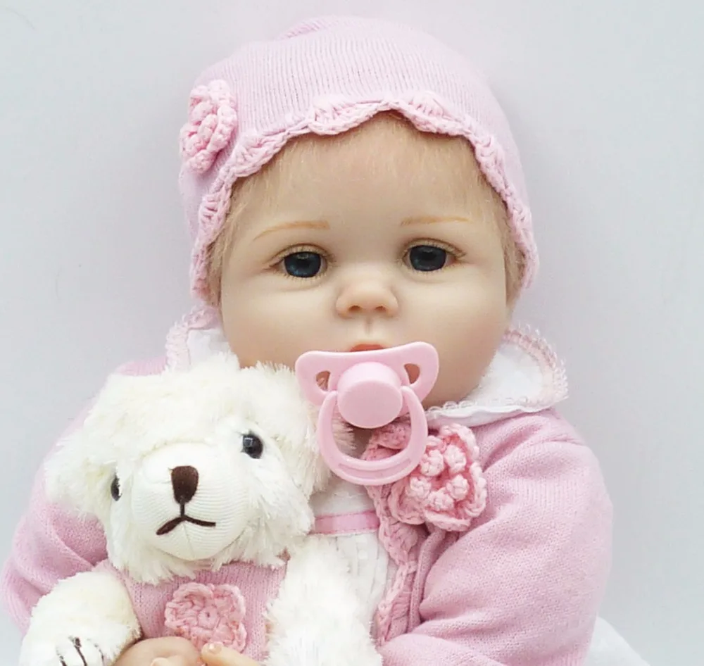 20 &quotbaby reborn Мягкие силиконовые с медведем кукла Мода подарок ребенку куклы