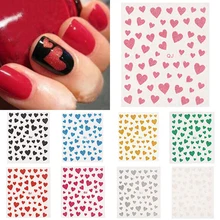 1Sheet 3D Nail Art Decal Stickers Decoration Glittery Hearts Nail Art Stickers Nail Stamping Plates DIY Manicura Tools M03806