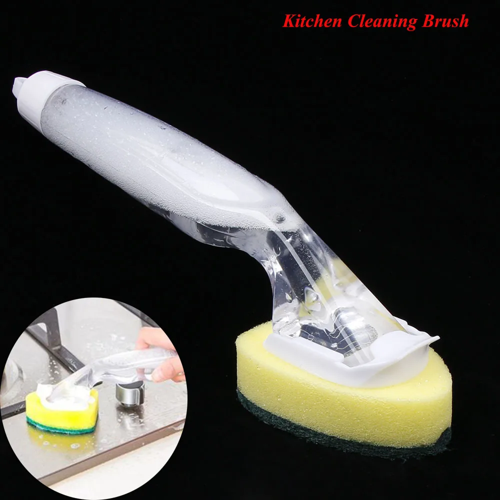 Kitchen Cleaning Brush Scrubber Washing Dish Bowl With Refill Liquid