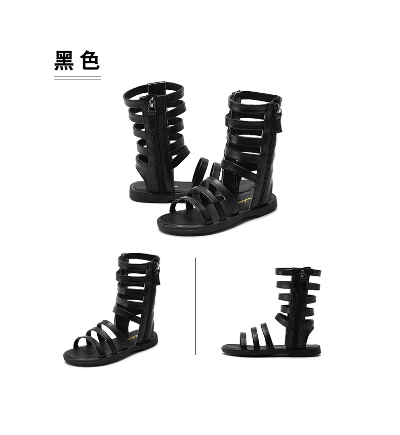 2019 г. Открытые римские сандалии для девочек модные стильные сандалии с открытым носком Нескользящая детская обувь малого и среднего