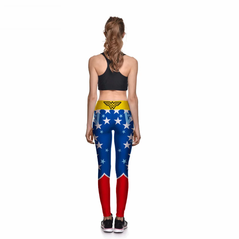 Новинка 0083, сексуальные женские рождественские леггинсы с принтом Wonder Woman, с высокой талией, для тренировок, фитнеса, женские леггинсы, брюки размера плюс