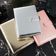 Rose Gold Silver New Notebook A5 Leather Loose-leaf Notepad Time Planner Series Diary Memo Travel Journal Free Shipping