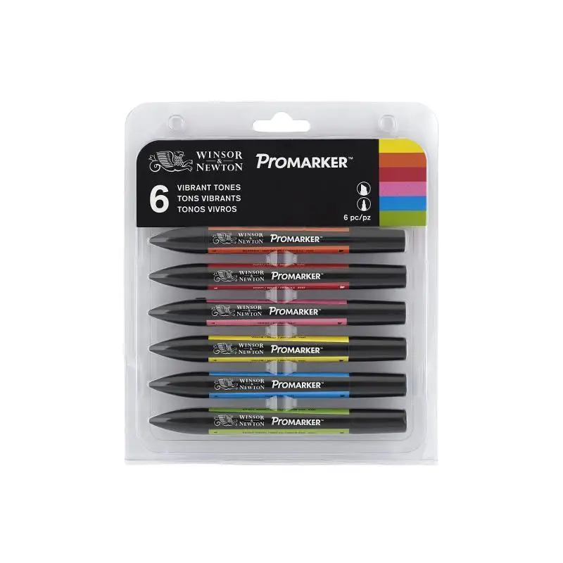 WINSOR & NEWTON Promarker 세트 트윈 팁 알코올 기반 마커 펜, 6 색 12 색 디자인 아티스트용 전문 마커