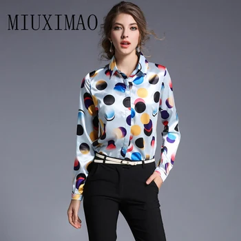 

High Quality 2018 Fashion New Arrival Casual Style Turn-down Collar Full Sleeve Polka Dot Print High Quality Blouse Women