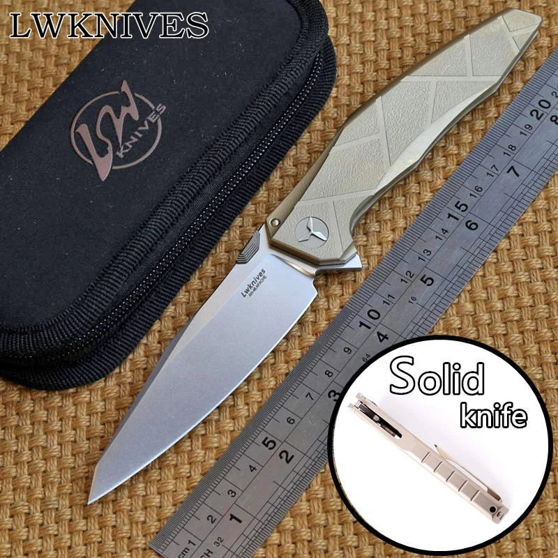 

LWKNIVES APACHE AH46 M390 blade Solid Titanium handle KVT system folding knife camping outdoor Drills Saws knives EDC tool