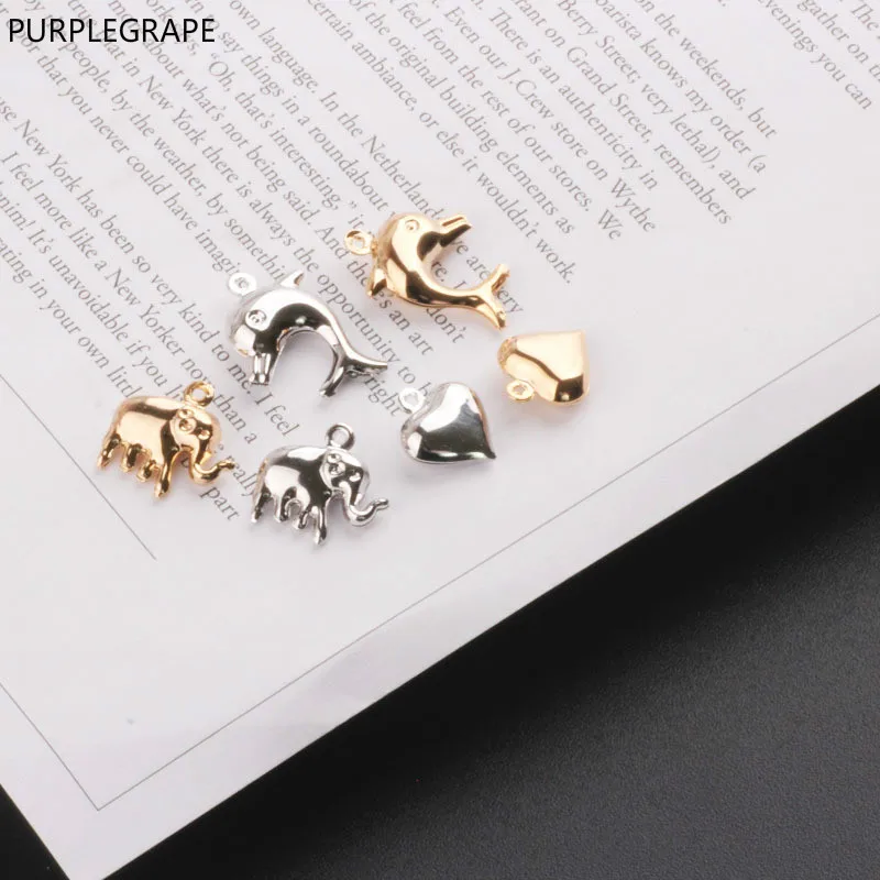 

DIY Jewelry Copper Plated 18K Real Gold Earrings Necklace Necklace Pendant Stud Earrings Accessories Double-sided Animals 10pcs