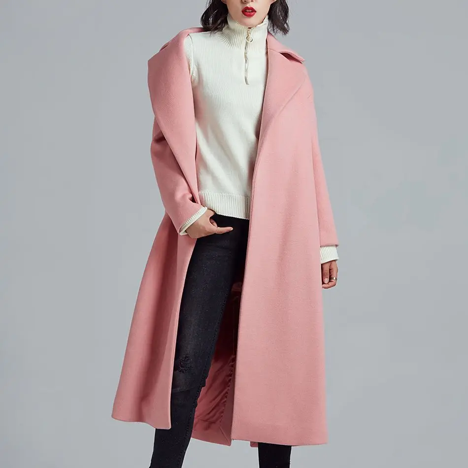 2018 Women Fashion Coat Long Wool Blends Black Pink Overcoat Womens Long Sleeve Wool Coats High Quality Fashion Trench Coat 2018 Women Fashion Coat Long Wool Blends Black Pink Overcoat Womens Long Sleeve Wool Coats High Quality Fashion Trench Coat