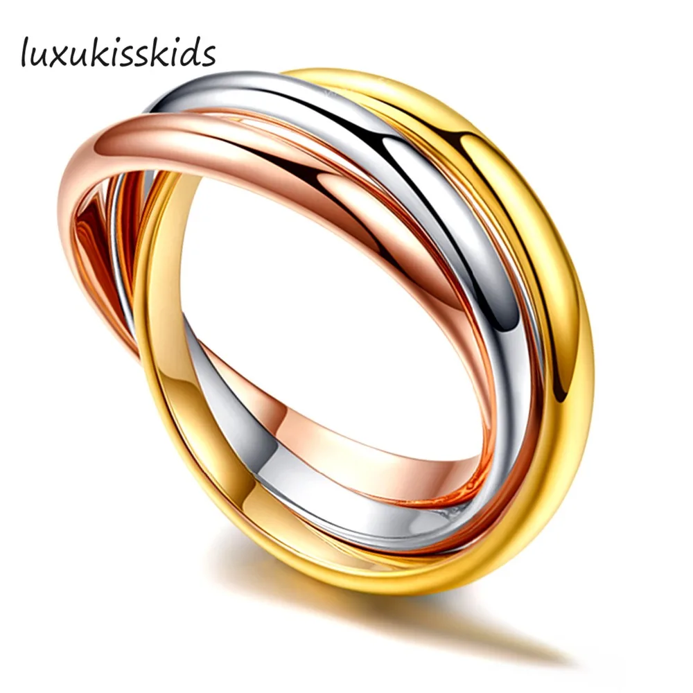 

LUXUKISSKIDS 3pcs/lot Fashion mix color stainless steel women jewelry ring, wholesale free shipping rings
