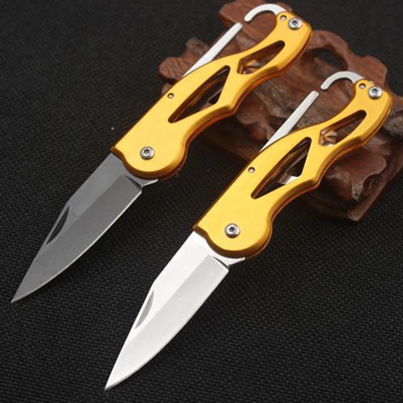 Multifunción plegable cuchillo portátil anillo Camping Mini pelador llavero rescate táctico de supervivencia al aire de caza