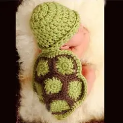 Новый Милый Черепаха Новорожденный ребенок фотография фото реквизит рукоделие, вязание, вязание крючком Вязаные костюмы наряд мягкий для